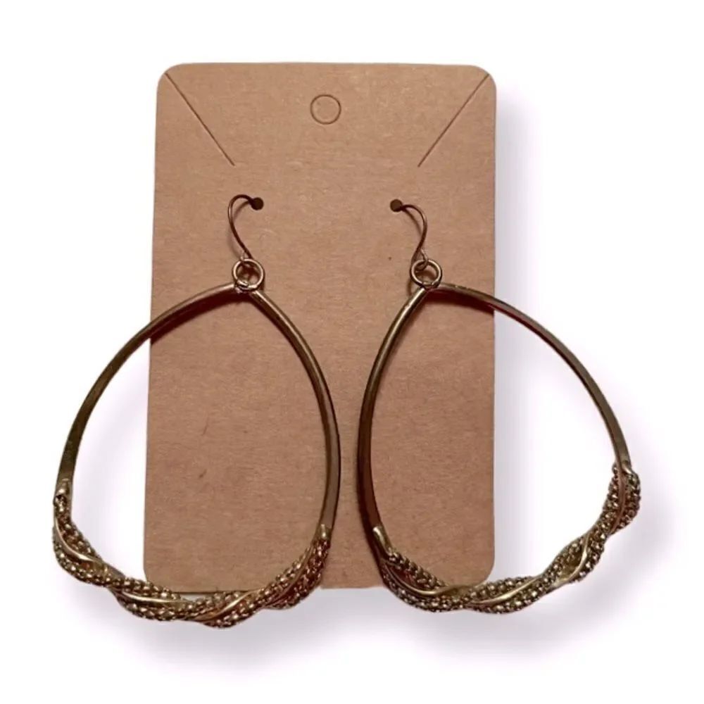 🤯5/$25🤯 Large Gold Tone Twist Hoop Earrings